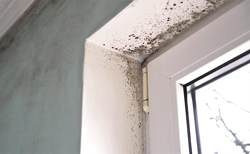 A moldy window sill