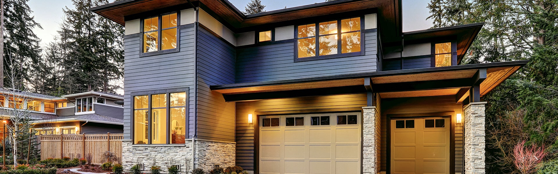 exterior house with lights and grass